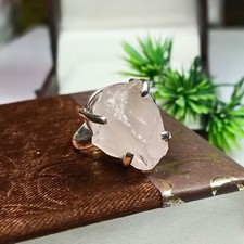 Natural Rose Quartz Raw Ring With 925 Sterling Silver Available With All US Size