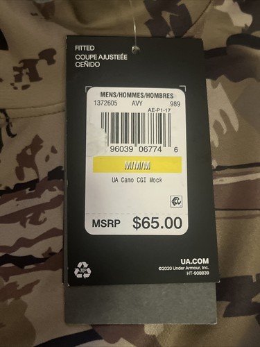 Under Armour CGI Mock Barren Camo Mock Neck Men's Medium L/S T-Shirt 1372605 NEW - Picture 3 of 3