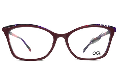 OGI Eyeglasses Frames LADY SLIPPER/RED Purple Cat Eye Full Rim 56-16-145