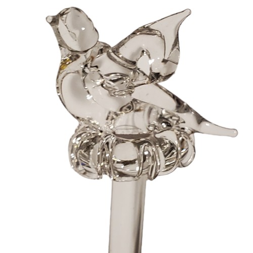 Vintage RARE Clear Handblown Glass Bird On Glass Swizzle/Stir Stick - 第 1/9 張圖片