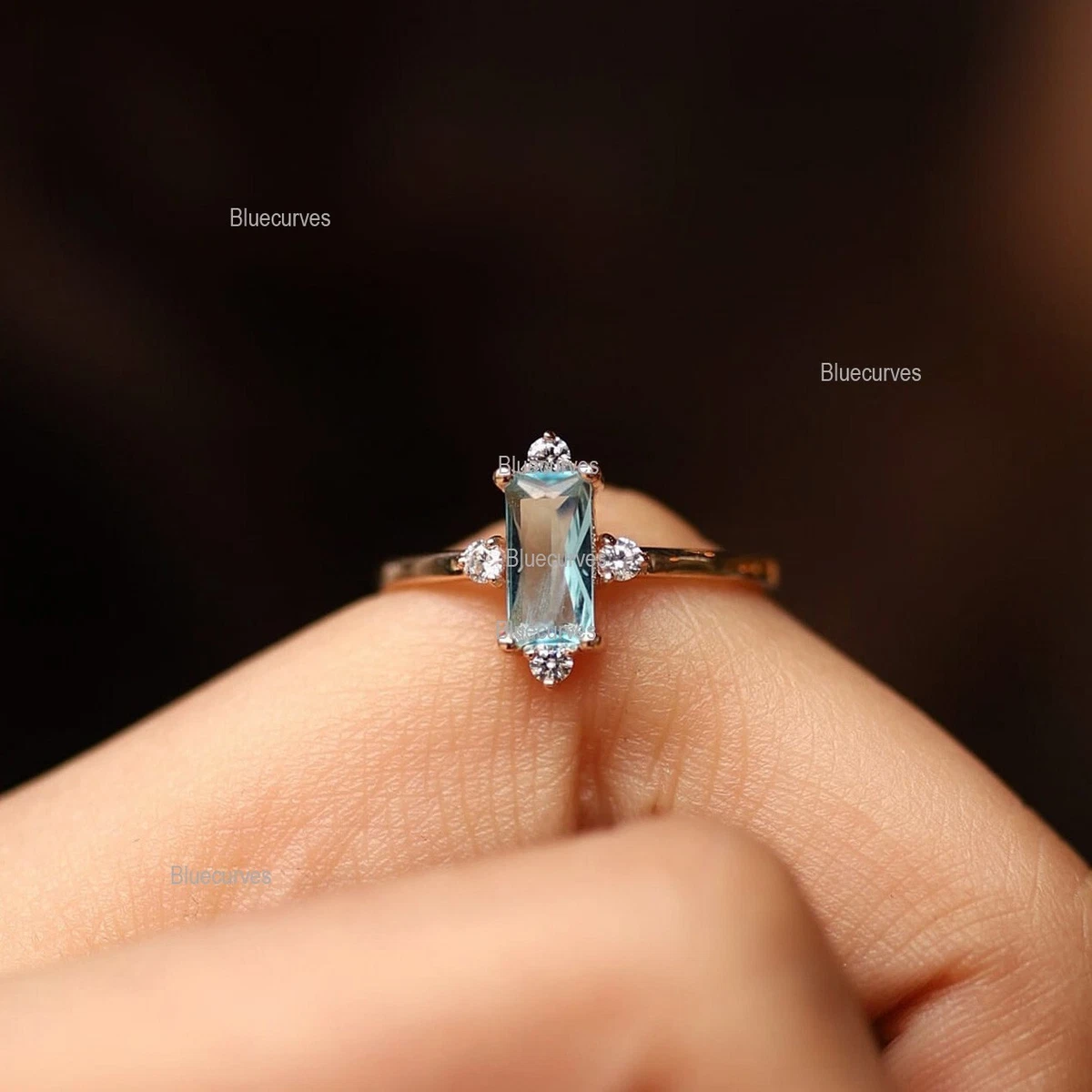 Baguette discount aquamarine ring