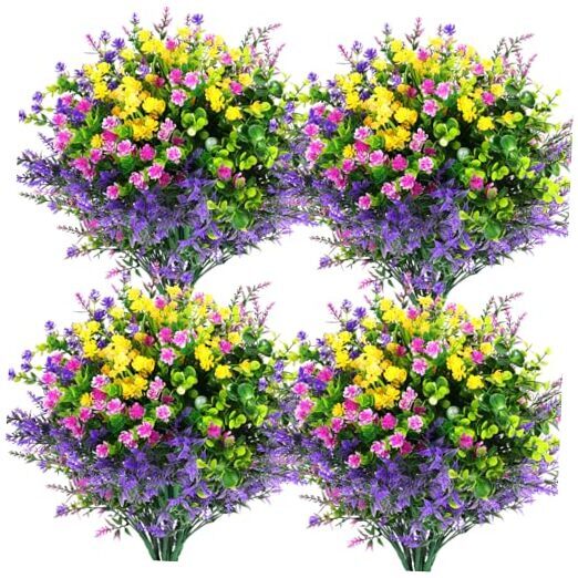 Pcs Artificial Flowers Outdoor, Faux Artificial Plants 12 Multiple Color