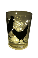 "Deko Teelicht Glas Windlicht Print \"Huhn Und Henne\" Schwarz Handmad Teelicht"