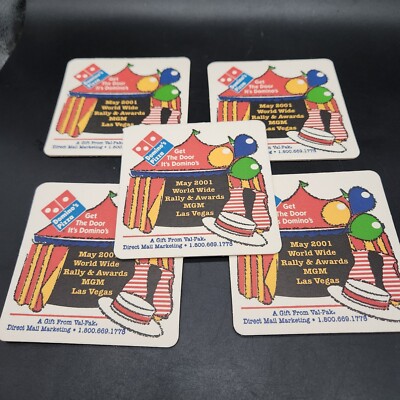 Vintage DOMINO'S PIZZA World Wide Rally & Awards MGM Vegas 5 Drink Coasters NOS