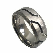 Free Engraving 9mm Men Titanium Finish  Groove Engagement Wedding Band Ring