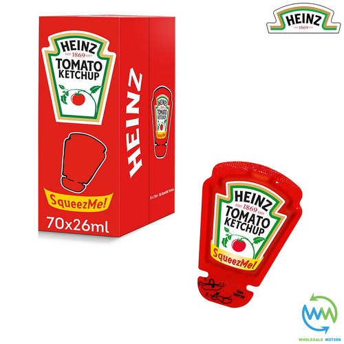 HEINZ TOMATO KETCHUP SqueezMe 26ml RED SAUCE Individual Single Portion
