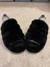 Women  s Black UGG K Fluff Yeah Slide Size 5 Great Condition