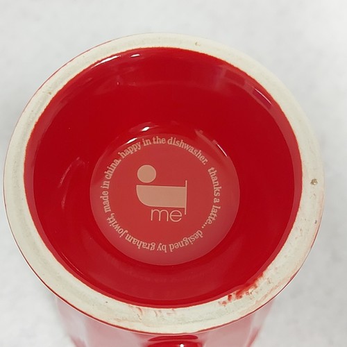 A Pair of Jamie Oliver Jme Latte/Coffee Mugs Ribbed Wakey Wakey Red White - Picture 9 of 13