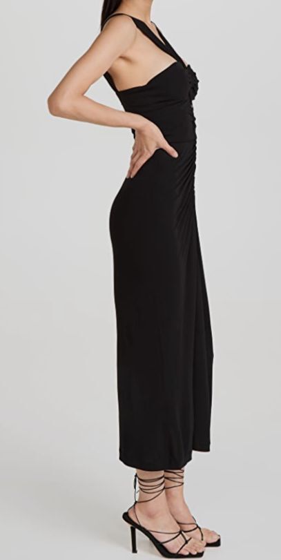 $590 Rebecca Vallance Women's Black Riccardo Ruched Cutout