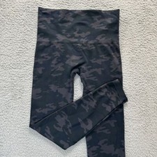 Spanx Leggings Womens Large Black Green Camo Look At Me Now Seamless High Waist