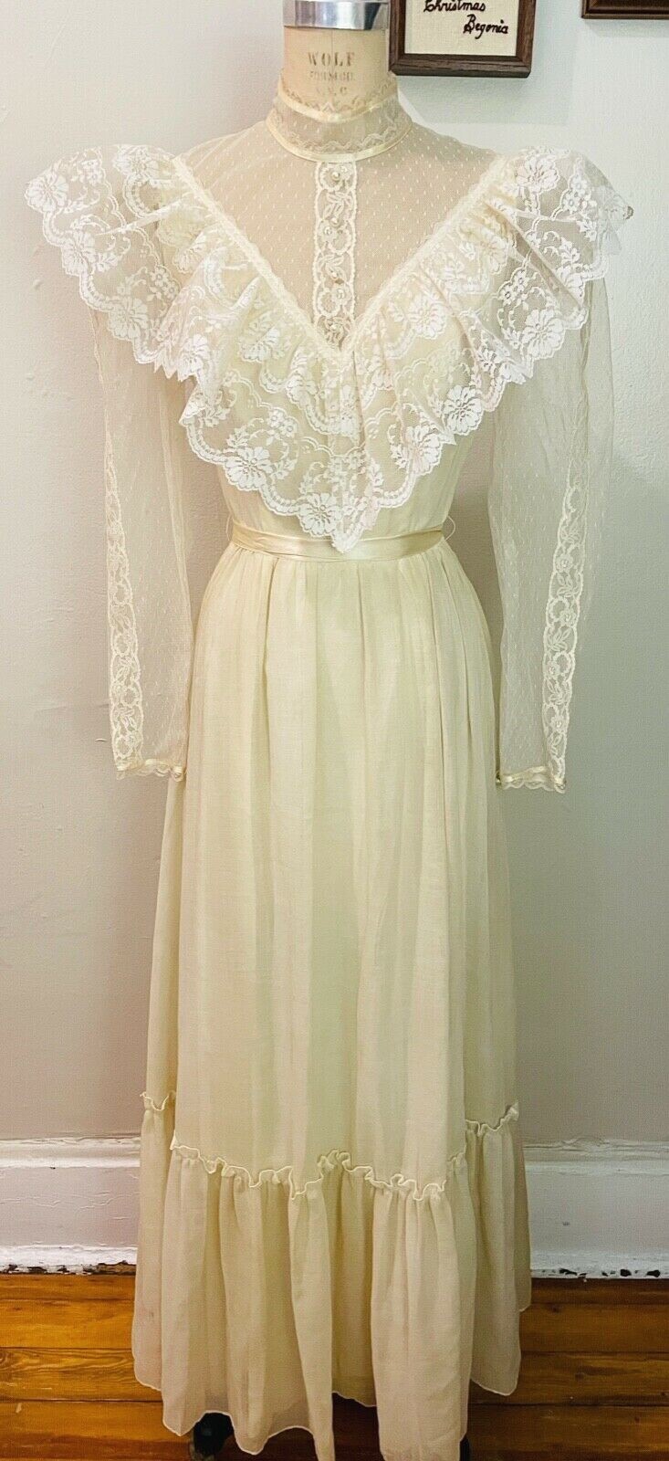 VTG ELOQUANCE GUNNE SAX STYLE IVORY LACE DRESS WEDDIN… - Gem