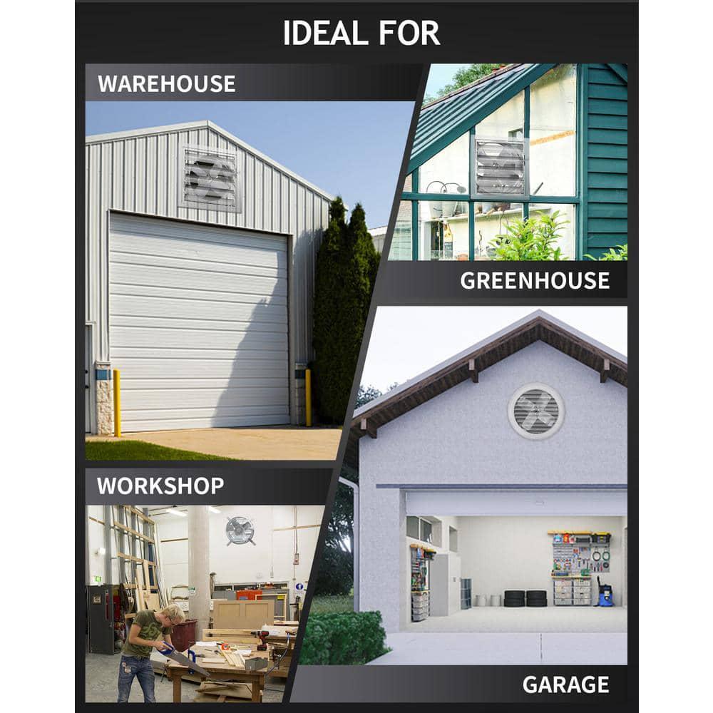 14" Gable Mount Attic Exhaust Fan with Adjustable Thermostat Whole Home Cooling