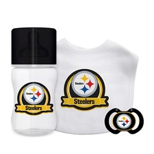 Pittsburgh Steelers Toddler/Baby 3-Piece Gift Set Pacifier, Bottle, and Bib