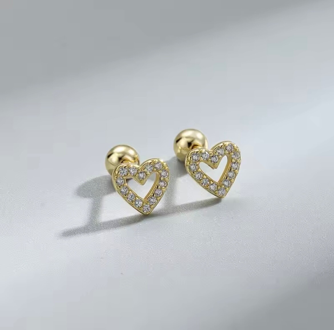 Orecchini donna borchie cuore stella fiore scintillante colore oro argento fondello a vite foto 5