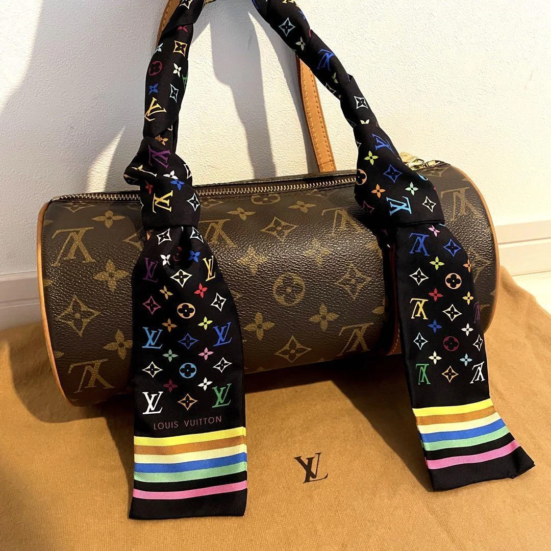 louis vuitton purse scarf brown