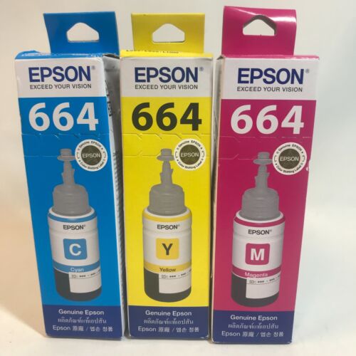3 EPSON Official Ink T6642-T6643-T6644 Magenta-Yellow-Cyan - Picture 1 of 6