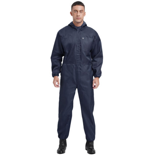 Mens Coverall Flame Jumpsuit Resistant Hooded Mechanic Dungarees Halloween Work - Picture 22 of 50