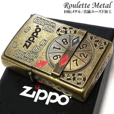 Zippo Oil Lighter Roulette Chrome distressed finish Gold Brass Regular Japan