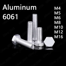 Aluminum Alloy 6061 Hexagon Bolts Hex Head Cap Screws M4 M5 M6 M8 M10 M12 M16