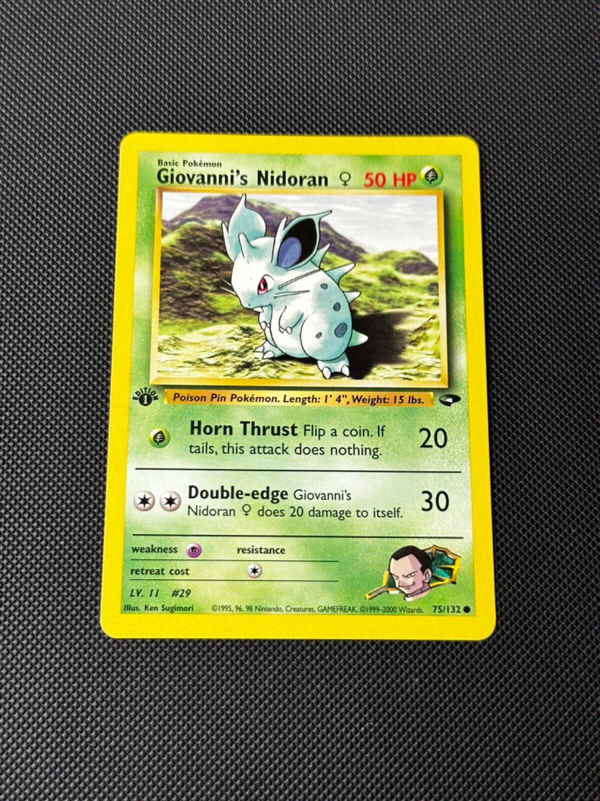 Giovanni's Nidoran 75/132 1st Edition Pokémon Card Gym Challenge Common WOTC NM