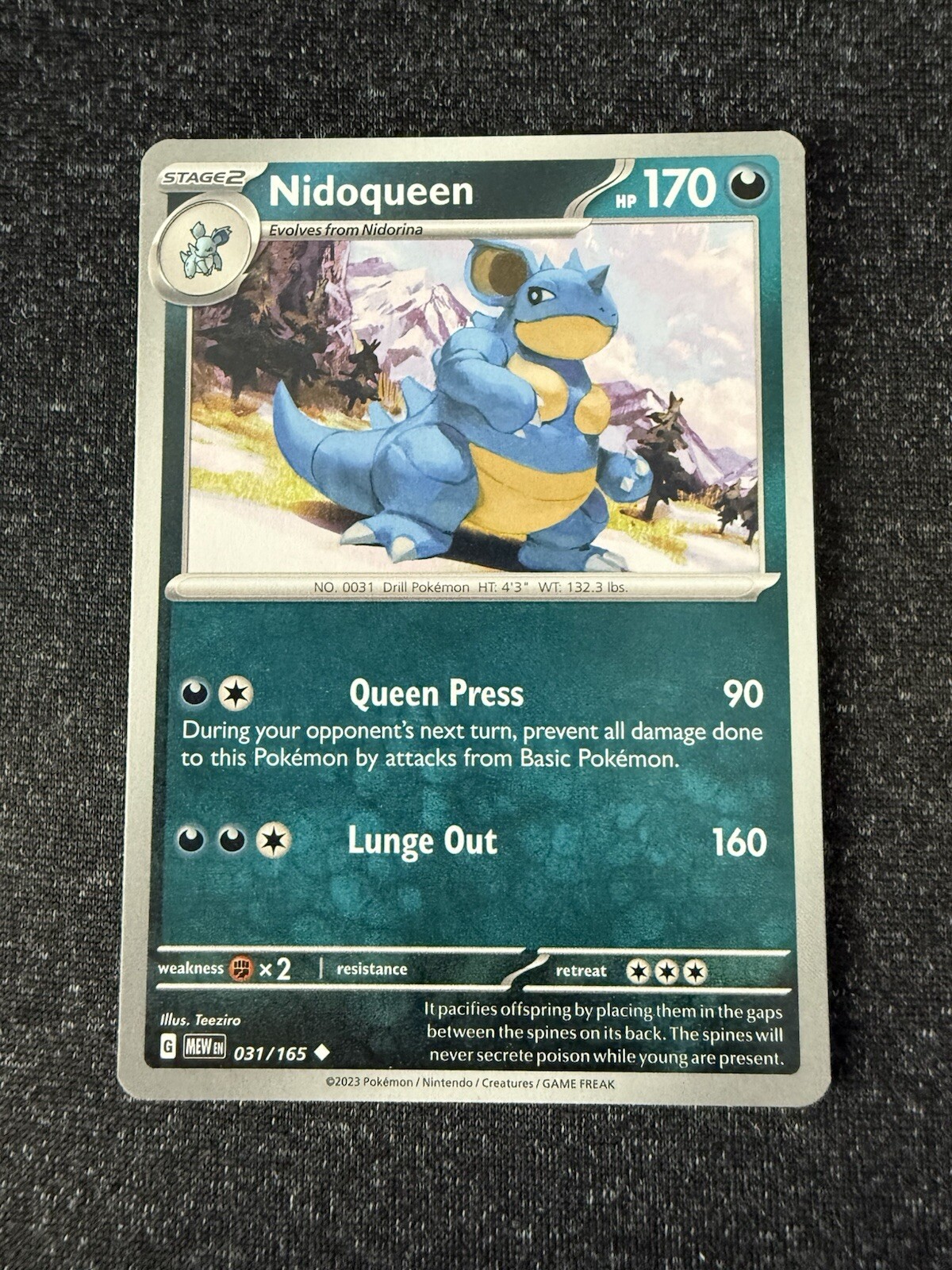 Nidoqueen 031/165- Pokemon 151- Regular Uncommon- NM/M