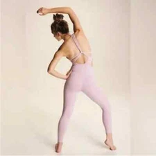 Free People Transcend Limits Legging Jumpsuit L Pink Stretch Cutout Fitness