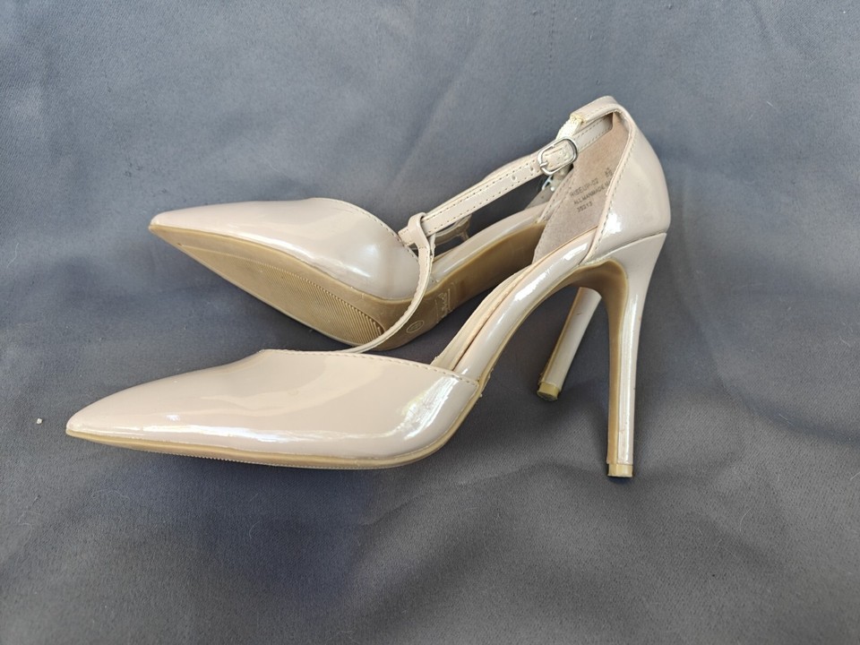 Anne Michelle Patent Leather High Heel Beige Nude Stiletto Shoes T — free download