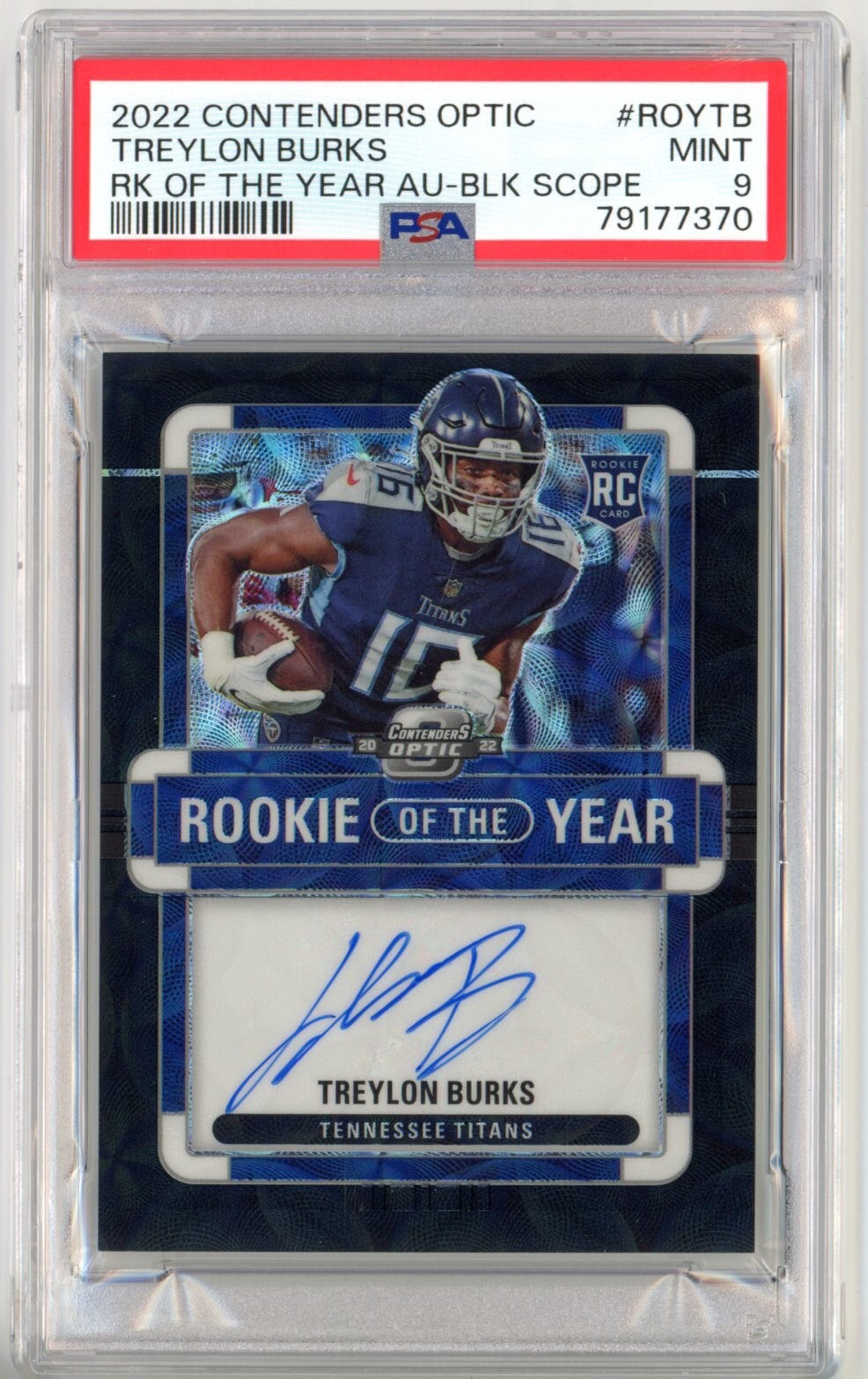 Treylon Burks Panini Contenders Optic Rookie of the Year Contenders Autographs #ROYTB Black Scope