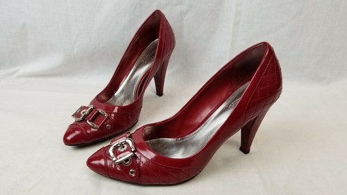 Worthington Red Silver Buckle Pumps 