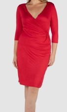 24seven Women Red Comfort Apparel Wrap Dress Plus Size 3X