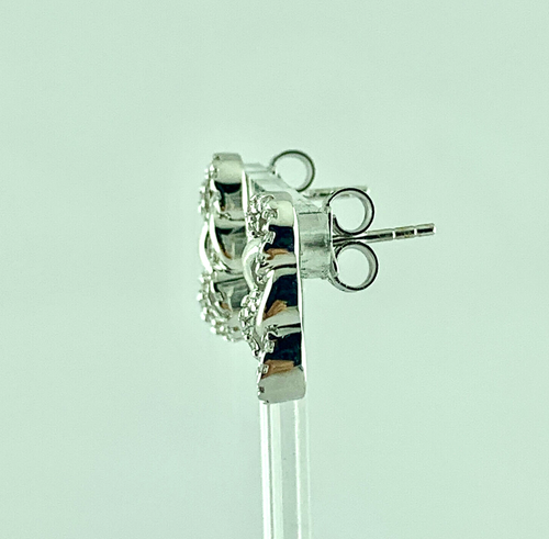 ORECCHINI IN ORO BIANCO 18KT GRUMETTE PENDENTI INCASTONATI LEGGERI A LOBO DONNA - Picture 9 of 20