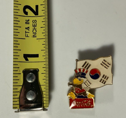 Coca Cola Vintage 1984 Mini 1 inch Lapel Pin Summer Olympics LA Uncle Sam Eagle! - Picture 4 of 4
