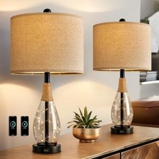  23" Table Lamps for Living Room Set of 2 Bedside Lamps for Black-Set of 2