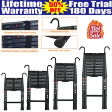 3.2/3.8M/5M/6.2M Telescopic Loft Ladder W/hook Collapsible Step Securing Ladders