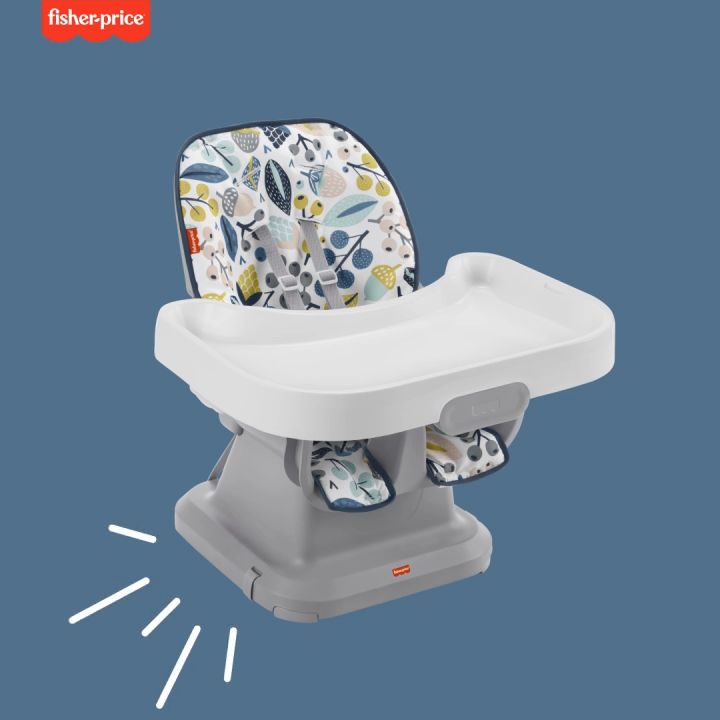 Fisher-Price SpaceSaver Simple Clean High Chair with Wraparound Deep-Dish  Tray,