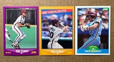 Mike Schmidt 1988 Score Base & Highlights & 1989 Score Baseball Cards. Phillies