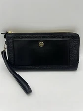 Lodis Rosalind Italian Leather Wristlet Clutch Wallet Black Convertible RFID