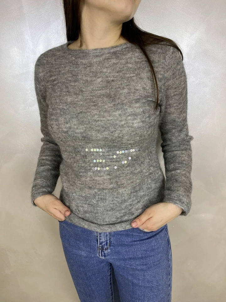 Yves Saint Laurent женщин Mohair свитер джемпер серый украшенный Японии редкая YSL - Изображение 3 из 4