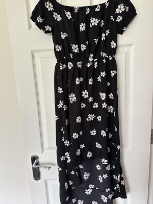 NEW LOOK GIRLS 915 GENERATION BARDOT BLACK FLORAL FISHTAIL DRESS AGE 13 YEARS UK