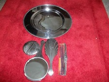 Godinger brush, comb, mirror set with round tray