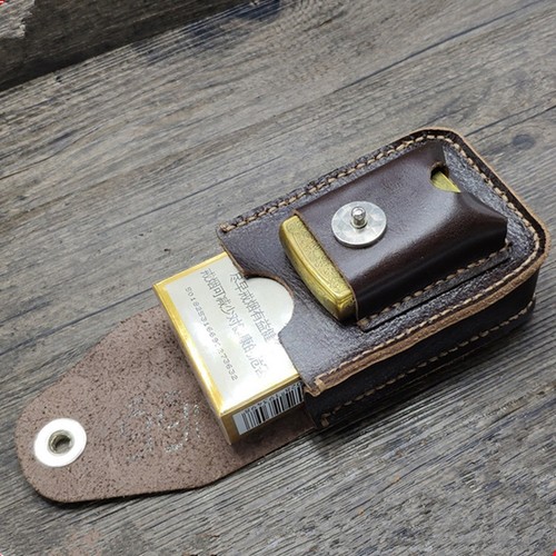 Vintage Genuine Leather Cigarette Case Tobacco Pouch Lighter Storage Box Bag Hot - 第 5/5 張圖片