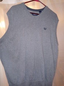 EUC CHAPS MENS V-NECK GRAY SWEATER VEST 2X