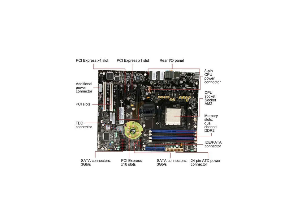 EVGA 122-M2-NF59-RX NVIDIA nForce 590 SLI Socket AM2 ATX Motherboard - Image 2 of 4