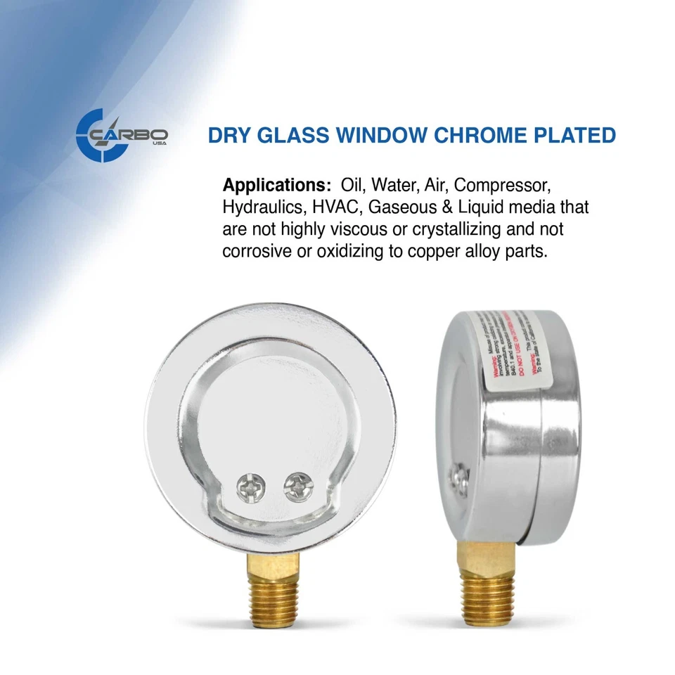 2-1/2" Pressure Gauge - Chrome Plated Steel Case, 1/4"NPT, Lower Mnt. 60 PSI - Image 4 of 4