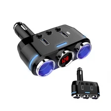 12V/24V Dual USB Car Cigarette Lighter Socket Splitter Power Adapter Charger Vol