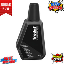 Trodat Black Ink Bottle - 28 ml - Replacement Ink For Hand Stamp Ink Pads