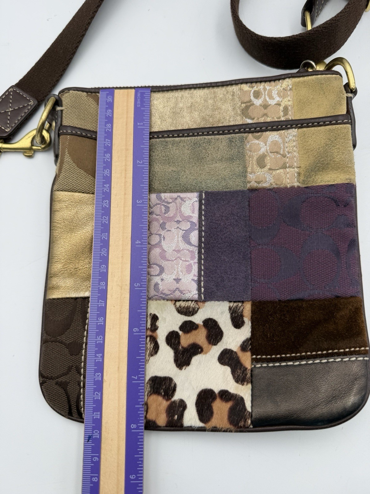 Coach Patchwork Crossbody Bag Brown Multi Leather… - image 13