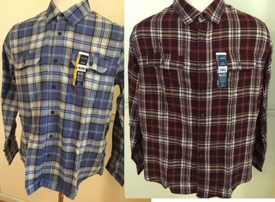 NWT Men George Button Long Sleeve L/S Shirt Cotton Blend Flannel Shirt Plaids