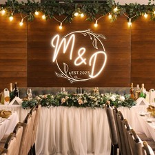 Custom Initials Neon Sign, Personalized Wedding Anniversary Gift, Wall Decor
