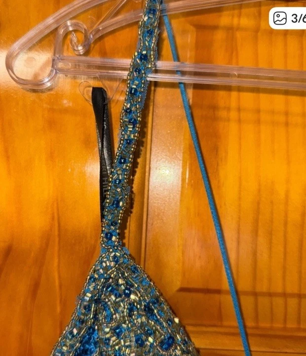 Sherri Hill синий и золотой официальное платье с корсетом размер 6 - Изображение 3 из 4